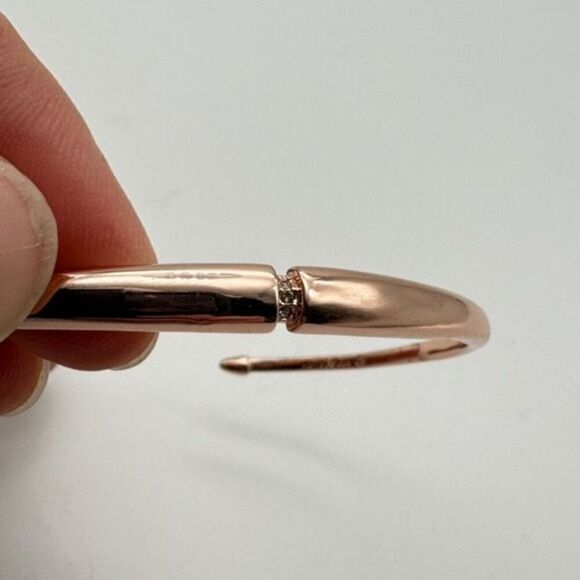Stella & Dot Pave Inset Rose Gold Cuff Dainty Minimalist understated Elegant - Picture 7 of 8